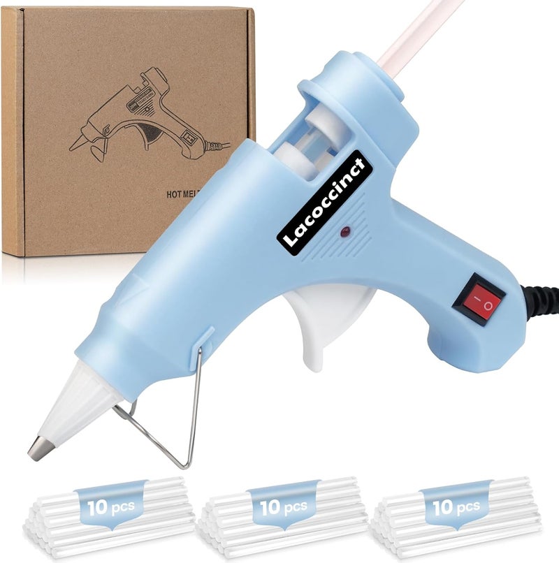 Lacoccinct Mini Hot Glue Gun Kit with 30 Glue Sticks, Fast Preheating Hot Melt for School Crafts DIY Arts and Quick Home Repairs, 20w Light Blue - Image 1